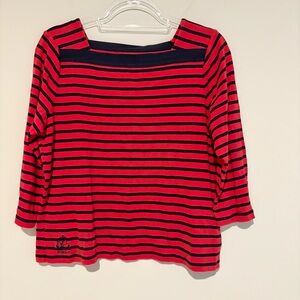 Lauren‎ Ralph Lauren Nautical Stripe Boat Neck top red black size large